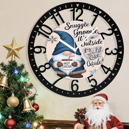 Wall Clock 10 Inch Silent Non-Ticking Modern Clocks Battery Operated - Analog Small Classic for Office, Home, Living Room,Bathroom, Kitchen, Bedroom, School,Snowman Clock