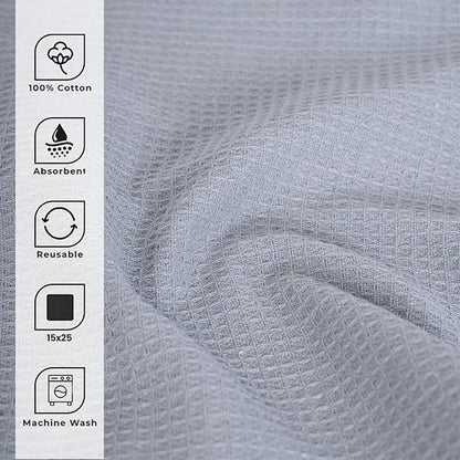 Blue Needles Waffle Weave Kitchen Towels, 15x25 Inches 100% Cotton Set of 6 Dish Towels for Kitchen, Ultra Soft & Absorbent with Hanging Loop, Spring Summer Dish Rags for Quick Drying - Ash Grey