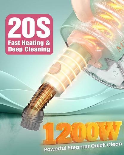 Steam Mop Cleaner Safe High-temp for Deep Cleaning, Lightest Detachable Floor Steamer with 2 Steam Mode 3 Adjustable Level Heavy Duty Powerful Handheld Steam Cleaner for Hardwood & Laminate Tile Grout