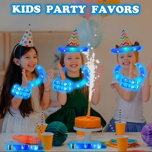 12-24 PCS Blue Glow Sticks for Kids,Light Up Pop Tubes Party Favors for Toddlers,Goodie Bag Stuffer Fillers,Birthday Valentines Day Mardi Gras Party Gifts Non Candy Treats Prizes Toy for Boys Girls