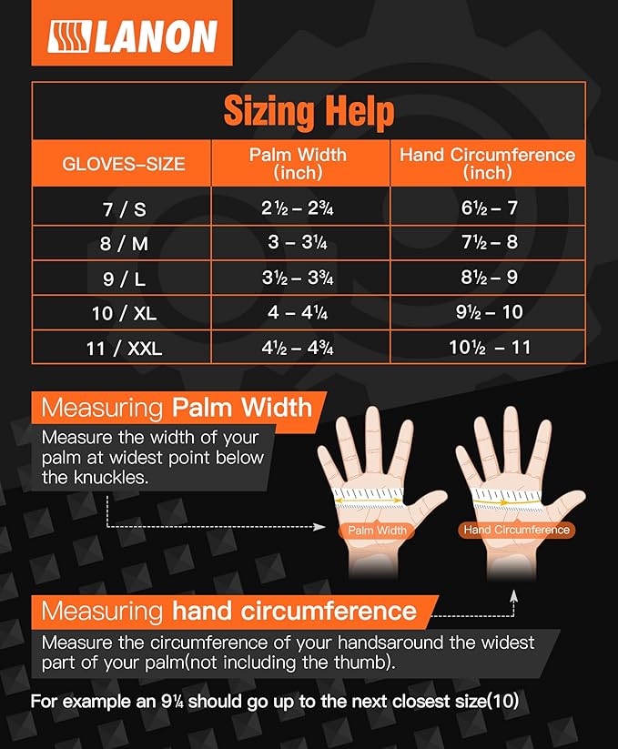 LANON 8mil Orange Disposable Nitrile Gloves, Mechanic, Heavy Duty, Food Safe, Latex Free, Powder Free, Fully-Diamond Textured, Small