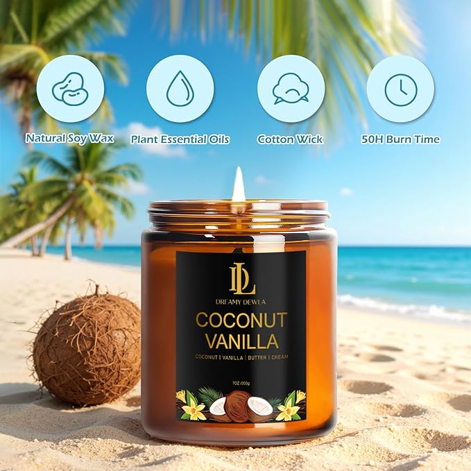 Scented Candles Set, 4 Pack Soy Candles for Home Scented, Holiday Valentine's Day Candle Gifts for Men Women, Scents of Pineapple Cocktail/Coconut Vanilla/Pink Sands/Bahamian Breeze