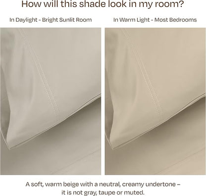California Design Den Deep Pocket King Sheet Set - Luxury 800 Thread Count Sheets King, 100% Cotton Sateen Bedding Set - Cooling & Softer Than Egyptian Cotton Sheets (Beige)