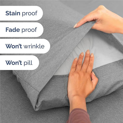 Twin XL Size 3 Piece Sheet Set - Comfy Breathable & Cooling Bed Sheets Set - Hotel Luxury Bedding for Women, Men, Kids, Teens, Boys & Girls - Deep Pockets and Wrinkle Free - Grey (Heathered Sheets)