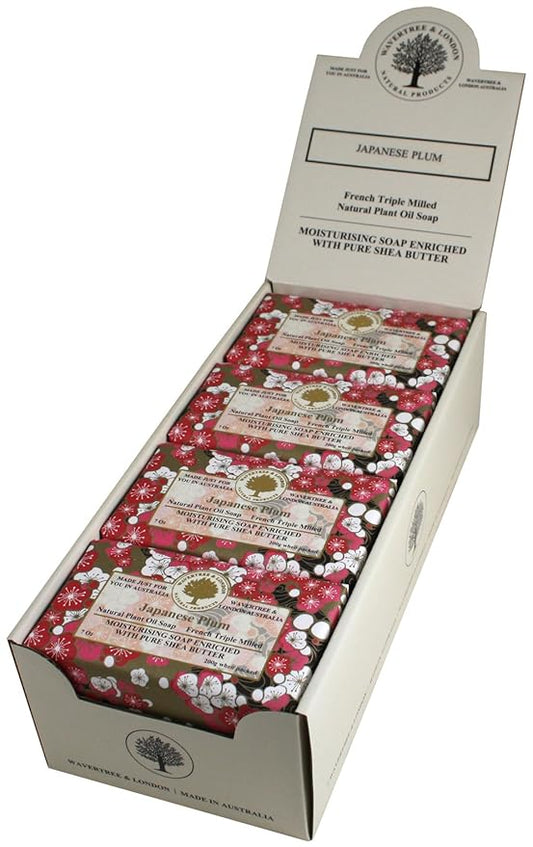 Wavertree & London Japanese Plum Scented Natural Soap (8 Bars), 7oz Moisturizing French Triple Milled Soap Bars enriched with shea butter - Pure Plant Oil Bath & Body Bars for All Skin Types