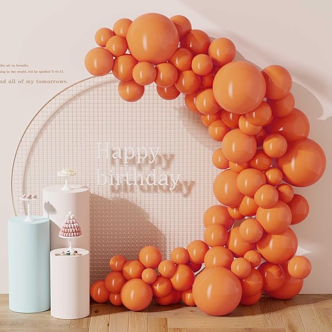 130PCS Orange Balloons, Latex Balloons Different Sizes 18/12/10/5 Inch, Helium Balloons with Ribbon, Party Balloon Set for Birthday Wedding Graduation Anniversary Baby Shower Decorations.