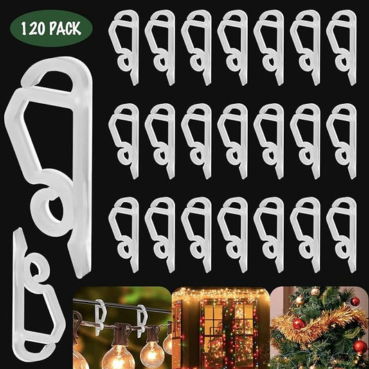 Geegoods Christmas Light Clip,Plastic Gutter Hooks Outdoor,Weatherproof Holiday Hanging Clips,Mini Light Hooks for Outside String Lights Christmas Decoration(120 pcs)