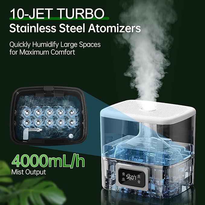 YOKEKON Humidifier Large Room 5000 sq.ft, 30L/7.93Gal Commercial Whole House Humidifier, Top-Fill Humidifiers for home with Extension Tube, Ideal for Plants, Office, Warehouse & Greenhouse
