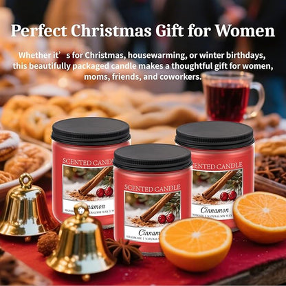 Homsolver Cozy Cinnamon Candle Scented Strong, Christmas Candles Cinnamon Stick Apple Scented with 50+ Hours of Burn Time, Fall & Winter Christmas Candles Gifts & Hoilday Home Décor