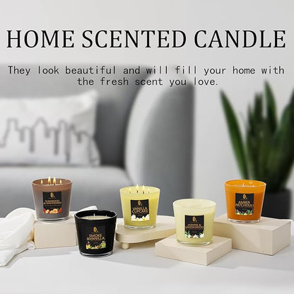 Large Candle Jasmine & Sandalwood Scented, 4 Wick Natural Soy Candles for Home Scented, 30oz Big Candle Long Lasting, Home Aromatherapy Candles Housewarming Valentine's Day Gift for Women Men