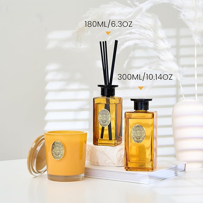 M&SENSE 6.3 oz Large Reed Diffuser Set | Neroli Noir Scent Oil Diffuser with Sticks | Hotel Collection Non-Toxic Essential Oil |for Bedroom Bathroom Living Room