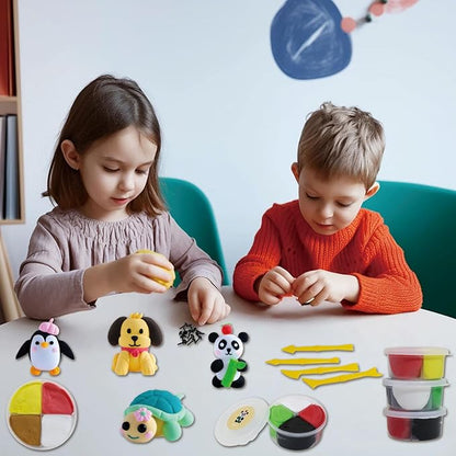 Air Dry Clay Kit for Kids - Animal Themed,12 Animals DIY Molding Clay Art Crafts Set for Kids Girls Boys Valentines Gifts Party Favors Classroom School Exchange Prize (Animal)