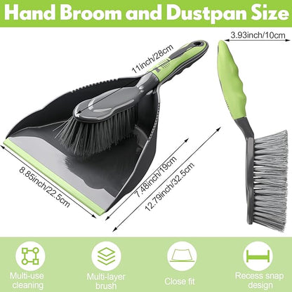 Zopeal 6 Set Dust Pan and Brush Set, Small Dustpan with Broom, Handheld Angle Broom and Dustpan Set for Home Room Kitchen Car Office Lobby Indoor Floor Cleaning