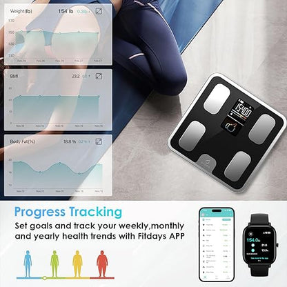 CLORIS Digital Bathroom Scale FSA&HSA Eligible for Body Weight Fat with Accurate BMI Muscle Mass 23 Key Composition Health Analyzer with App Bluetooth
