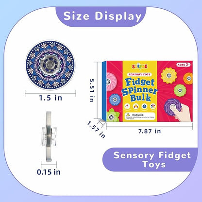 SCIONE 52 Pcs Fidget Spinner for Kids Bulk, Valentine's Day Gifts for Kids Classroom, Mini Sensory Fidget Toys for Goodie Bag Stuffers, ADHD Autism Stress Relief Toys, Party Favors Classroom Prizes
