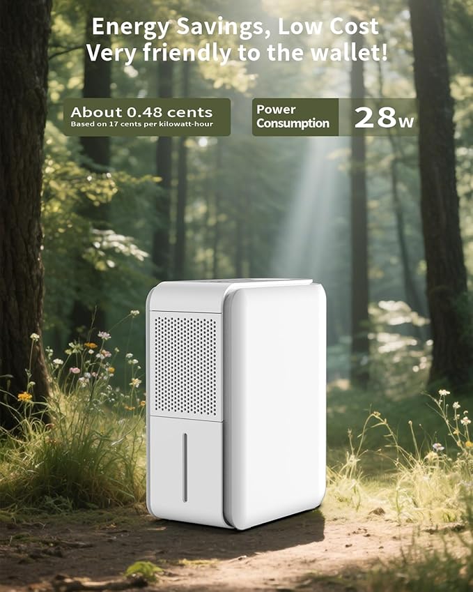 Dehumidifier, Humidifier & Air Filtration & aroma diffuser 3 in 1-1000ml Tank, Auto Humidity Control, ≤45dB Quiet, 7-Color LED for Bedroom/RV/Office (350 sq.ft)