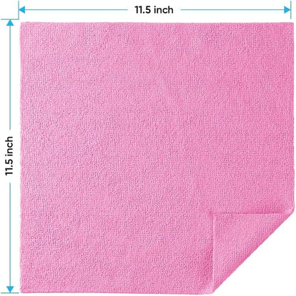 HOMEXCEL Microfiber Cleaning Cloths 20 Pack, Highly Absorbent, Lint & Scratch-Free Cleaning Rags for House Kitchen, Pink Microfiber Towels for Car 11.5 x 11.5 inch