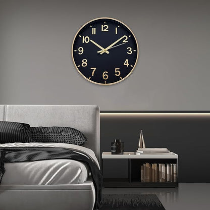 HZDHCLH Wall Clocks Battery Operated,Wall Clock Black Gold,12 inch Wall Clock Silent Non Ticking Modern 3D Numbers for Kitchen Bedroom Living Room Office Classroom Decor