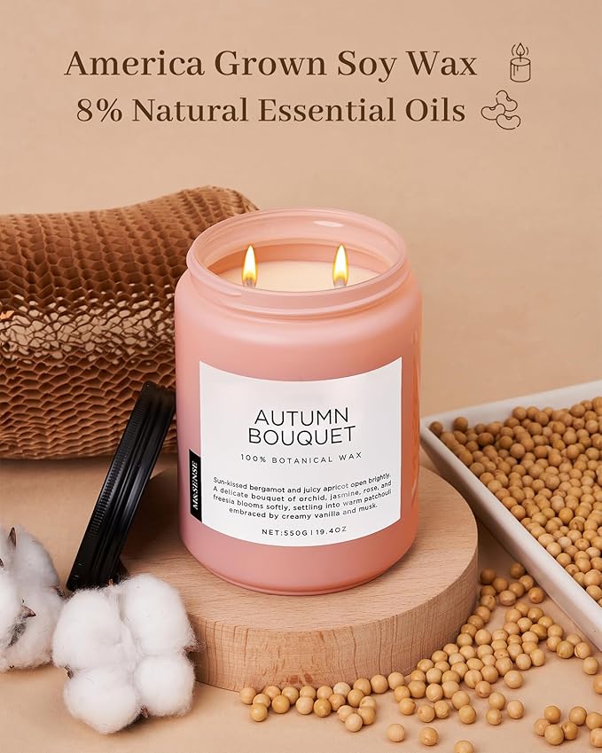 M&SENSE Scented Candles Orchid Jasmine Flower Aroma Large 19.4oz Natural Soy Wax 110 Hours Burn Time Clean Non Toxic Candle Classic 2 Wicks for Birthday Holiday Gifts