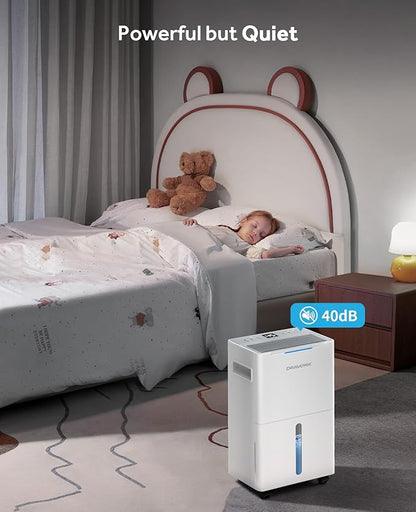 21 Pints Dehumidifier for Basement - 1500 Sq.ft Dehumidifiers for Home, Bedroom & Bathroom with Continuous Drain Hose, Intelligent Humidity Control, 3 Smart Modes (White)
