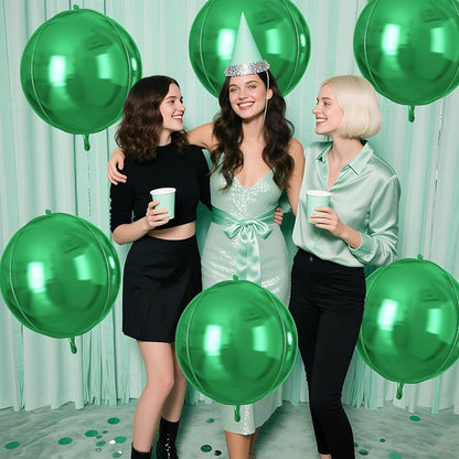 Green Round Foil Balloons 9 pcs,Green Gold Giant 4D Round Balloons 22 Inch for Wedding Graduation Anniversary Baby Shower Birthday Party Decorations