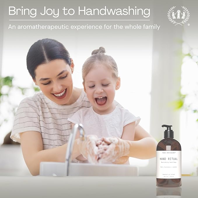 Muse Apothecary Hand Ritual - Aromatic and Nourishing Hand Soap, Infused with Aromatherapy Essential Oils - USDA Certified Biobased - 16 oz, Tonka Bean + Amber + Warm Cedarwood, 2 Pack