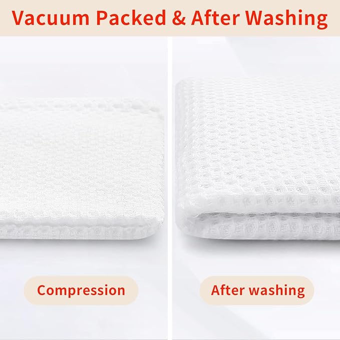 Homaxy 100% Cotton Waffle Weave Kitchen Dish Towels, Ultra Soft Absorbent Quick Drying Cleaning Towel, 20x28 Inches, 6-Pack, White