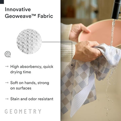 GEOMETRY Kitchen Tea Towels - Quick Dry Microfiber Dish Towels for Kitchen - Ensemble Neutre 18" x 30" - 2 Pack