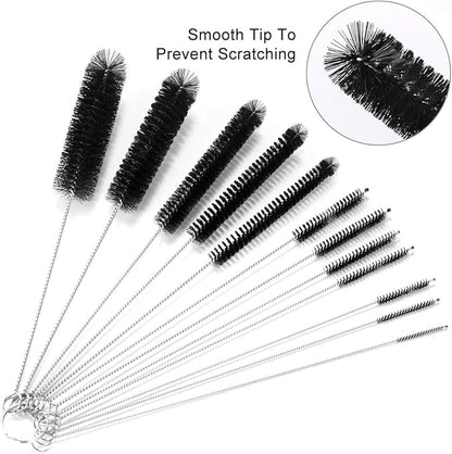 9.5 Inches Long Straw Cleaner Brush Set, 12 Pack Straw Pipe Cleaner Brush Set, Small Brushes for Cleaning Small Parts