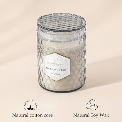 6 Pack Scented Candles for Home, Aromatherapy Gift Set for Women, Natural Soy Wax Jar, 33 oz 240 Hour Long Lasting, Birthday and Valentine's Day Gift, Flax Gray