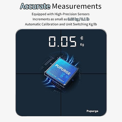 Digital Bathroom Scale, Accurate to 0.1lb/0.05kg Auto-calibrated, 25 Essential Body Composition Analysis BMI, Body Fat, Multi-Frequency tech, Smart Scale for Body Weight, Weighing to 400lb