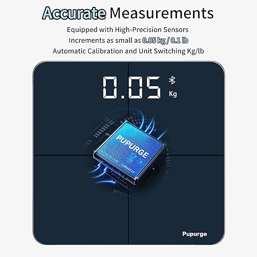Digital Bathroom Scale, Accurate to 0.1lb/0.05kg Auto-calibrated, 25 Essential Body Composition Analysis BMI, Body Fat, Multi-Frequency tech, Smart Scale for Body Weight, Weighing to 400lb