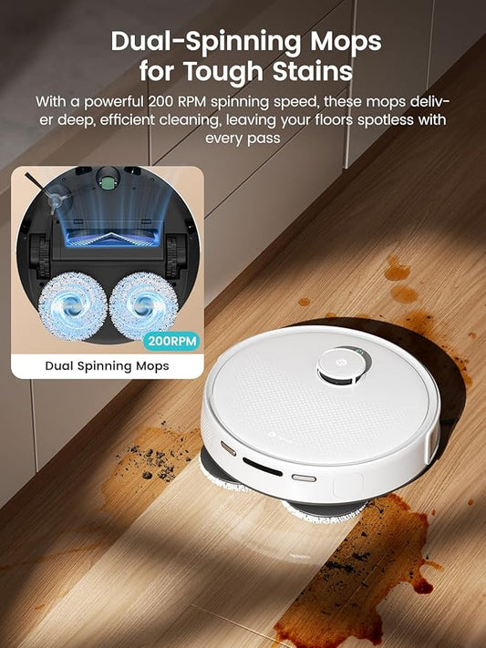 Lefant M3 Robot Vacuum, Robot Vacuum and Mop, 12000Pa Suction, Anti-Tangle Brushes, Dual Spinning Mop, Auto Mop Washing, Drying, Self-Emptying, Self-Refilling, for Pet Hair Dust, App Voice Control