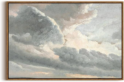 InSimSea Framed Canvas Wall Art Vintage Decor, Large Landscape Wall Art, Study of Clouds Painting, French Country Modern Farmhouse Decorations, Rustic Wall Decor for Living Room Bedroom, 20"x30"