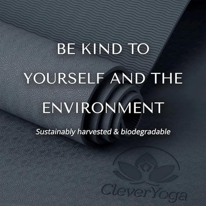 Premium Clever Yoga Mat - Extra Long Yoga Mat Suitable For All Yoga Types - Workout Mat For Home Or On The Go - Includes Our Perfect Fit Mat Bag