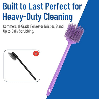 SPARTA 40501EC68 Plastic Large Scrub Brush, Kitchen Brush, Utility Brush With Long Handle For Cleaning, 20 Inches, Purple, (Pack of 6)