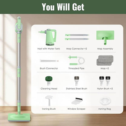 FEPPO Steam Mop & Detachable Handheld Steam Cleaner for Home and Floor Cleaning,15s Heat-Up, 230°F Steamer for Deep Cleaning with Multi-purpose Attachments Hardwood Floors, Tile, Grout,