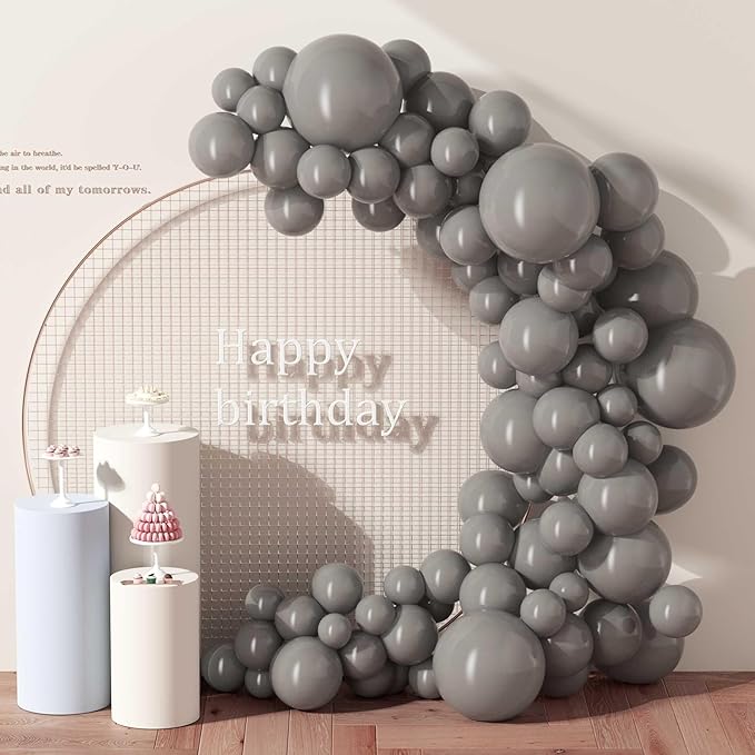 130PCS Gray Balloons, Latex Balloons Different Sizes 18/12/10/5 Inch, Helium Balloons with Ribbon, Party Balloon Set for Birthday Wedding Graduation Anniversary Baby Shower Decorations.