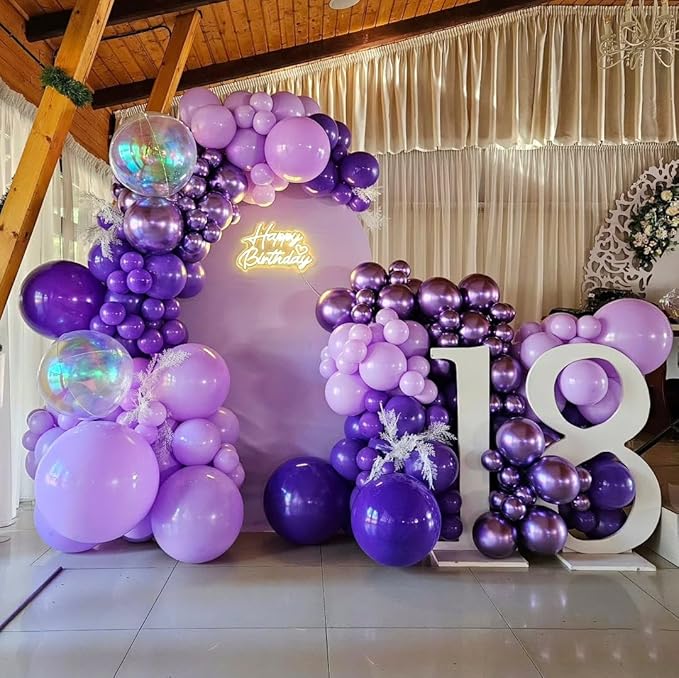 Purple Balloons, 65Pcs 12Inch Dark Purple Party Balloons for Birthday Weddind Bridal Showerl Nautical Party Decorations