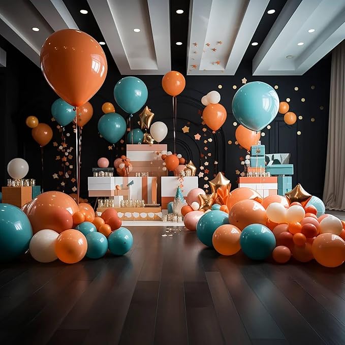 KALOR 12 Inch Retro Bean Orange Balloons, 50 Pcs Latex Helium Balloons for Kid's Birthday Party, Baby Shower, Wedding, Graduate Party Decorations