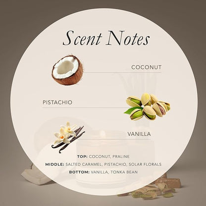 Bia Candle Co Soy Blend Candle – Creamy Coconut, Pistachio & Salted Caramel Over Vanilla & Tonka – Clean Long Burn, Lead-Free Wick – Pistachio Coconut, 7 oz