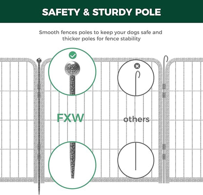 FXW Garden Fence Outdoor for The Yard – 24in(H) x 60.9ft(L) Heavy Duty Metal Animal Barrier for Dog and Rabbit, Decorative Dog Fence, 32 Panels, Silver