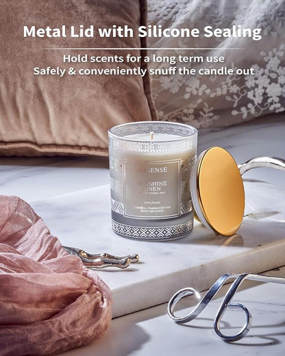 M&SENSE Sunshine Linen Soy Candles, 7.4oz 45 Hour Long Lasting Scented, All-Natural Luxury Candle for Home Decor, Winter Housewarming New Year Gifts