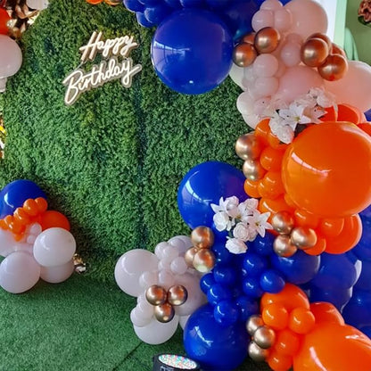 Orange and Blue Balloons, 60 PCS 12 Inch Royal Blue and Orange Gold White Balloons for Kids Boys Cartoon Party Graduation Baby Shower Thanksgiving Autumn Birthday Party Decorations