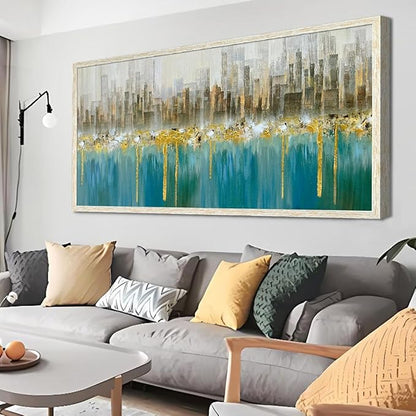 Ardemy Framed Wall Art Abstract Canvas Modern Gold Textured Wall Decor Living Room Painting Picture Artwork Bedroom Home Office, 40"x20"