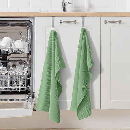 Homaxy Premium Kitchen Towels (18"x 28", 6 Pack), Large 100% Cotton Kitchen Hand Towels, Ultra Absorbent Ribbed Terry Tea Towels Set with Hanging Loop, Grass Green