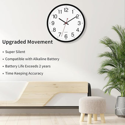 Foxtop 4 Pack Multi-Time Zone Black Wall Clock, 12 Inch Silent Non Ticking Quartz Battery Operated Round Classic Analog Wall Clock for Classroom School Office Living Room Bedroom Home