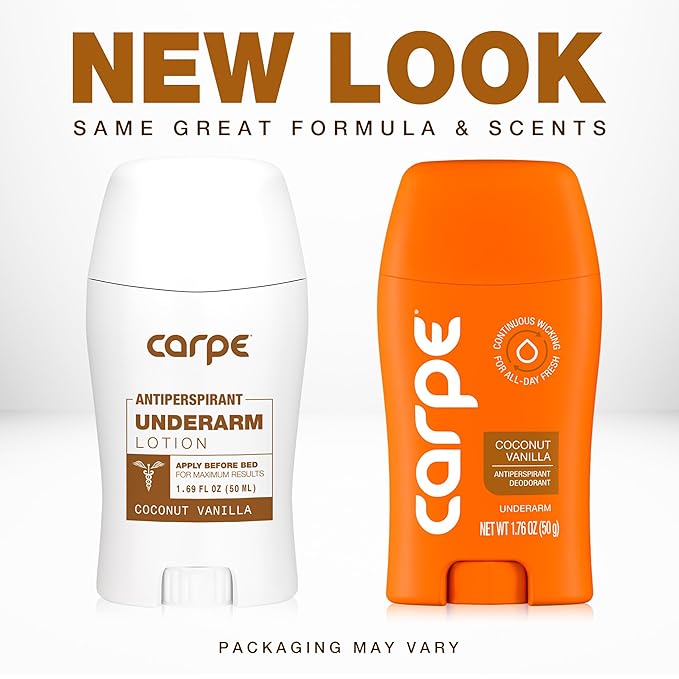 Carpe Underarm Antiperspirant Deodorant - Advanced Sweat & Odor Protection Formula - Antiperspirant for Women & Men Helps to Combat Excessive Sweating with Odor Control - Coconut Vanilla (Pack of 2)