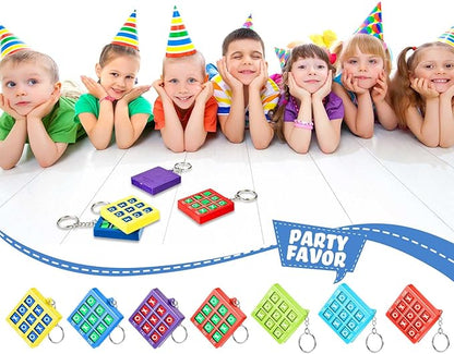 Honoson 64 Pcs Tic Tac Toe Game Keychain Party Favors Birthday Goodie Bags Valentines Stocking Stuffers Plastic Keyholders Mini Backpack for Teens Student Classroom Exchange Prizes Valentines Day Gift