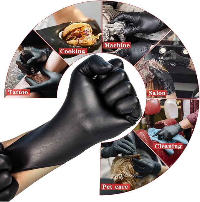 SANYU Nitrile Gloves, Powder-Free, Latex-Free, Non-Sterile, Food Safe, Disposable Gloves for Household, Heavy Duty, 4 Mil